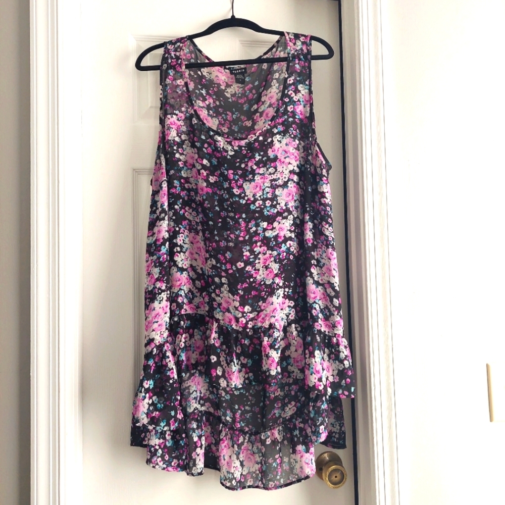 Torrid sheer floral high low sleeveless top